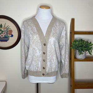 VINTAGE Willow Ridge Cotton Blend Cream Floral Button Up Cardigan